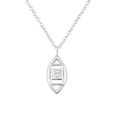 Marquise Sterling Silver Necklace with Cubic Zirconia