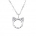 Silver Cat Necklace with Crystal