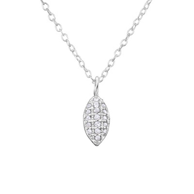 Silver Marquise Necklace with Cubic Zirconia