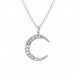 Silver Moon Necklace with Crystal