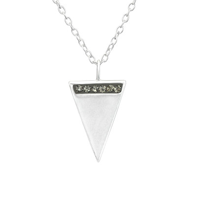 Silver Triangle Necklace with Crystal