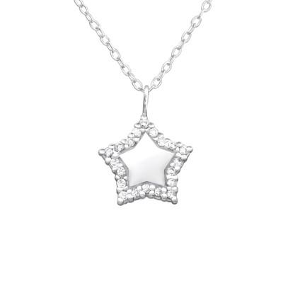 Silver Star Necklace with Cubic Zirconia