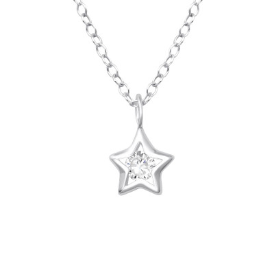 Silver Star Necklace with Cubic Zirconia