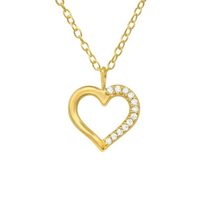 Silver Heart Necklace with Cubic Zirconia