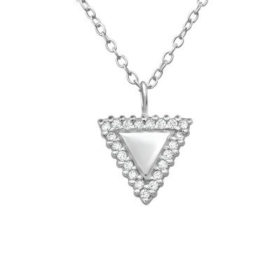 Silver Triangle Necklace with Cubic Zirconia