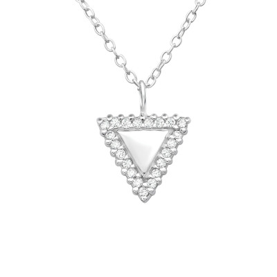 Triangle Sterling Silver Necklace with Cubic Zirconia