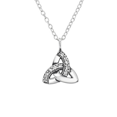 Silver Celtic Knot Necklace with Cubic Zirconia