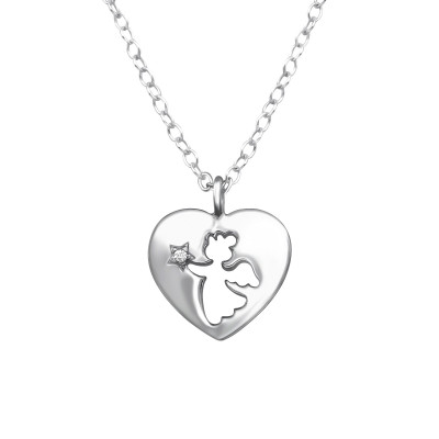 Angel Sterling Silver Necklace with Cubic Zirconia