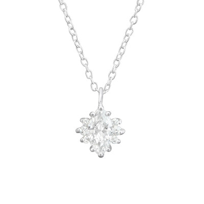 Silver Sparkling Necklace with Cubic Zirconia