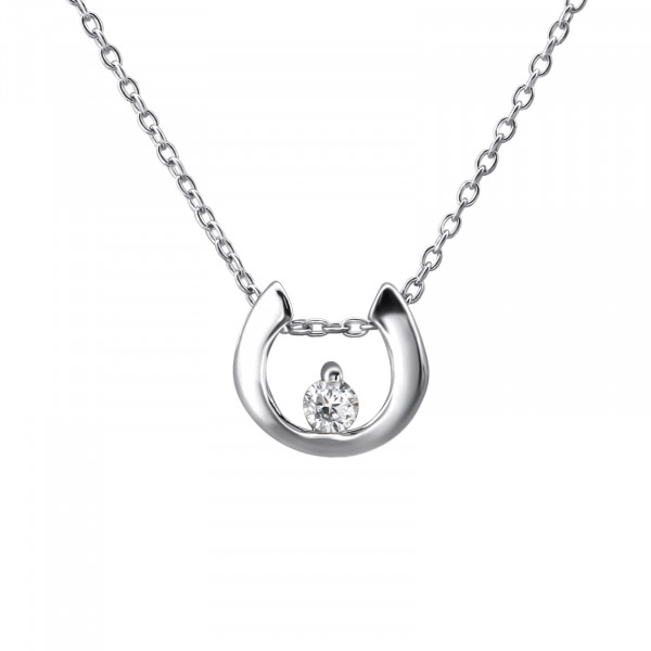 Horseshoe Sterling Silver Necklace with Cubic Zirconia