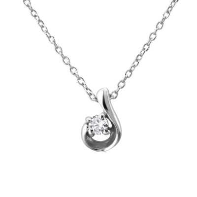 Pear Sterling Silver Necklace with Cubic Zirconia