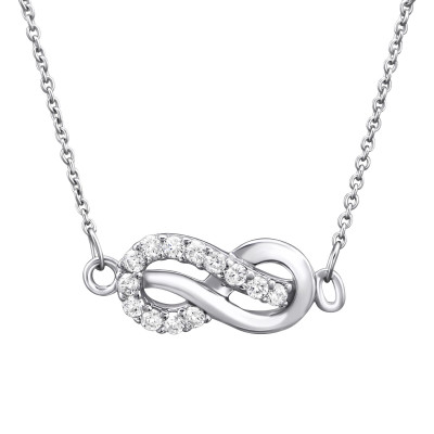 Infinity Sterling Silver Necklace with Cubic Zirconia