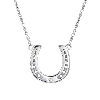 Horseshoe Sterling Silver Necklace with Cubic Zirconia