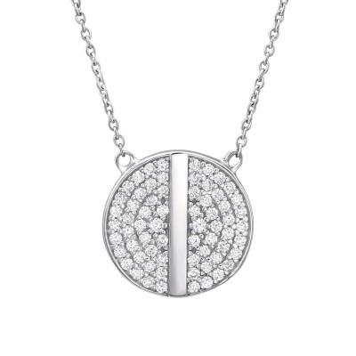 Round Sterling Silver Necklace with Cubic Zirconia