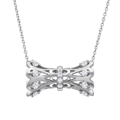 Cage Sterling Silver Necklace with Cubic Zirconia