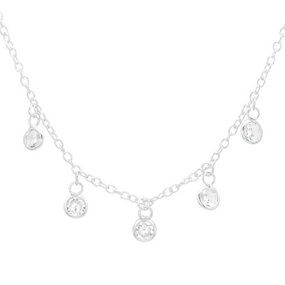 Silver Round Necklace with Cubic Zirconia