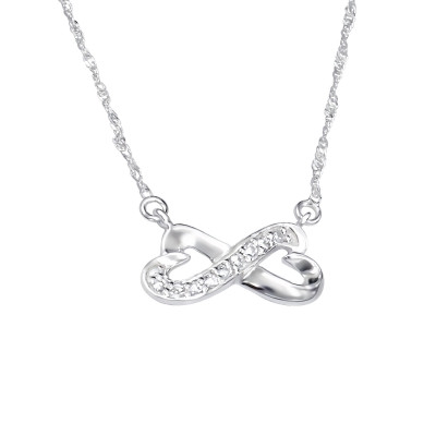 Silver Infinity Necklace with Cubic Zirconia