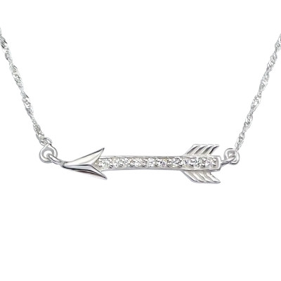 Silver Arrow Necklace with Cubic Zirconia