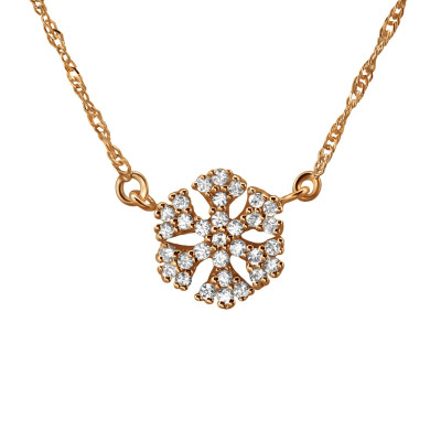 Silver Snowflake Inline Necklace with Cubic Zirconia