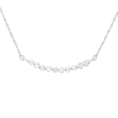 Inline Sterling Silver Necklace with Cubic Zirconia