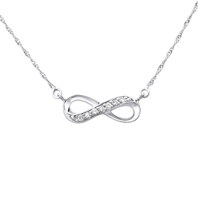 Silver Infinity Necklace with Cubic Zirconia