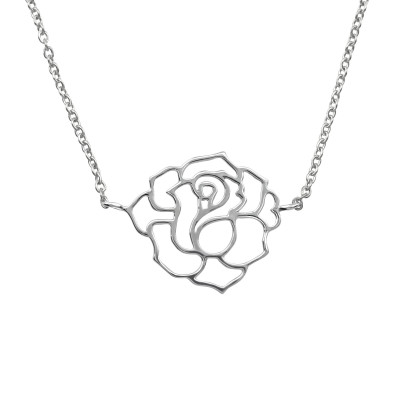 Silver Rose Necklace