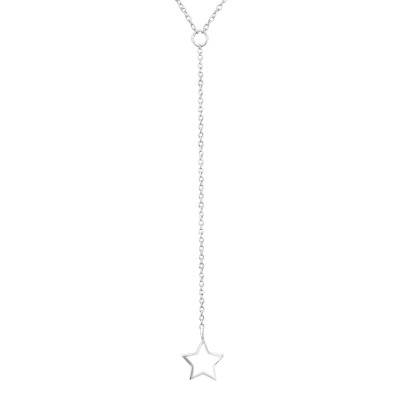 Silver Star Y Necklace