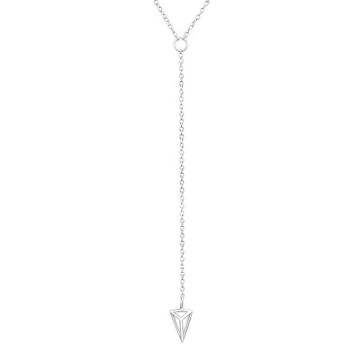 Silver Geometric Y Necklace