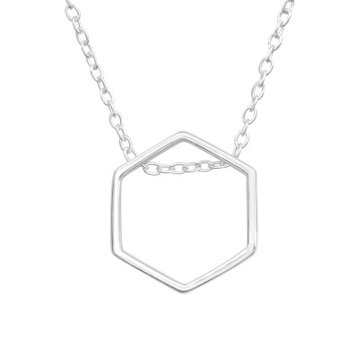 Silver Hexagon Necklace