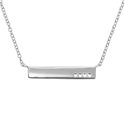 Silver Bar with Heart Necklace