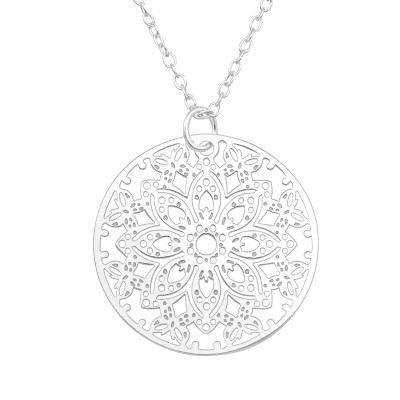 Silver Laser Cut Arabesque Necklace