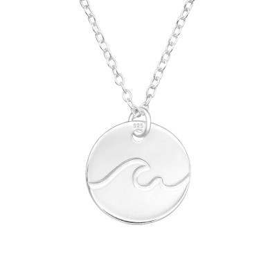 Silver Laser Cut Wave Necklace