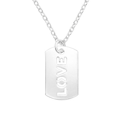 Silver Laser Cut LOVE Necklace