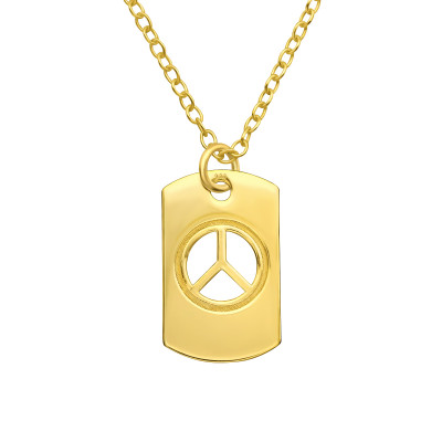 Silver Laser Cut Peace Symbol Necklace