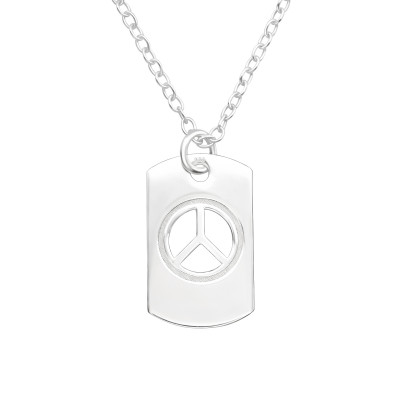 Silver Laser Cut Peace Symbol Necklace