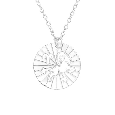 Silver Laser Cut Aries Zodiac Sign Necklace