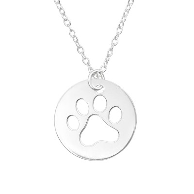 Silver Laser Cut Paw Print Necklace