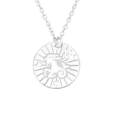 Silver Laser Cut Capricorn Zodiac Sign Necklace