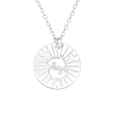 Silver Laser Cut Pisces Zodiac Sign Necklace