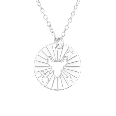 Silver Laser Cut Taurus Zodiac Sign Necklace