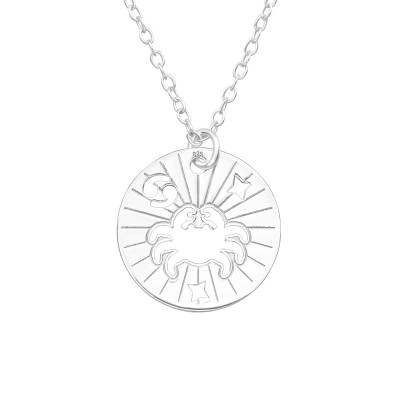 Silver Laser Cut Cancer Zodiac Sign Necklace