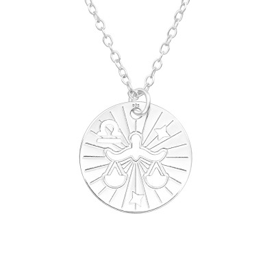 Silver Laser Cut Libra Zodiac Sign Necklace