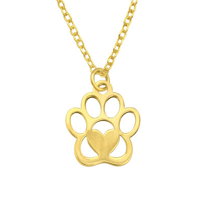 Silver Laser Cut Paw Print Necklace