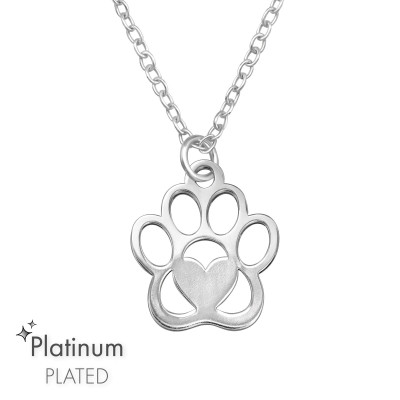 Silver Laser Cut Paw Print Necklace