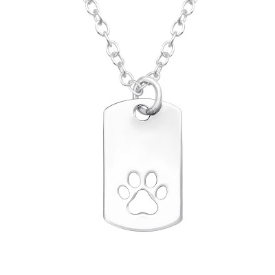 Silver Laser Cut Paw Print Necklace
