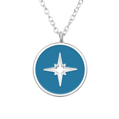 Silver Northern Star Necklace with Epoxy