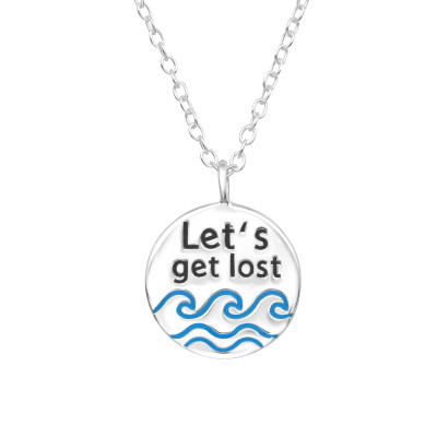 Silver Wave Necklace with Epoxy