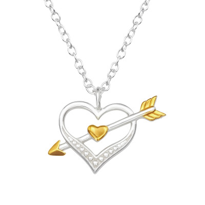 Silver Heart and Arrow Necklace