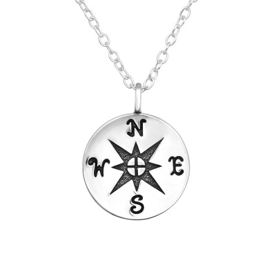 Silver Compass Necklace