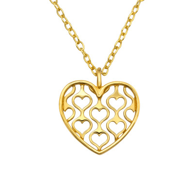 Silver Hearts in a Heart Necklace